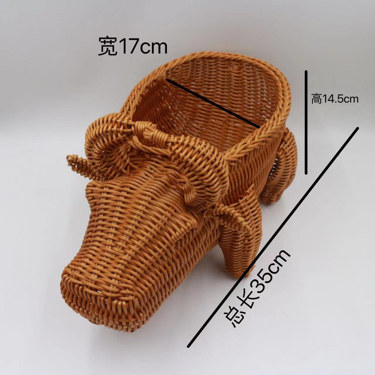 Rattan-like Handmade Weaved Storage Basket Animal-Shaped Furnishings Snack Fruit Candy Gift Desktop Gadget Storage Basket