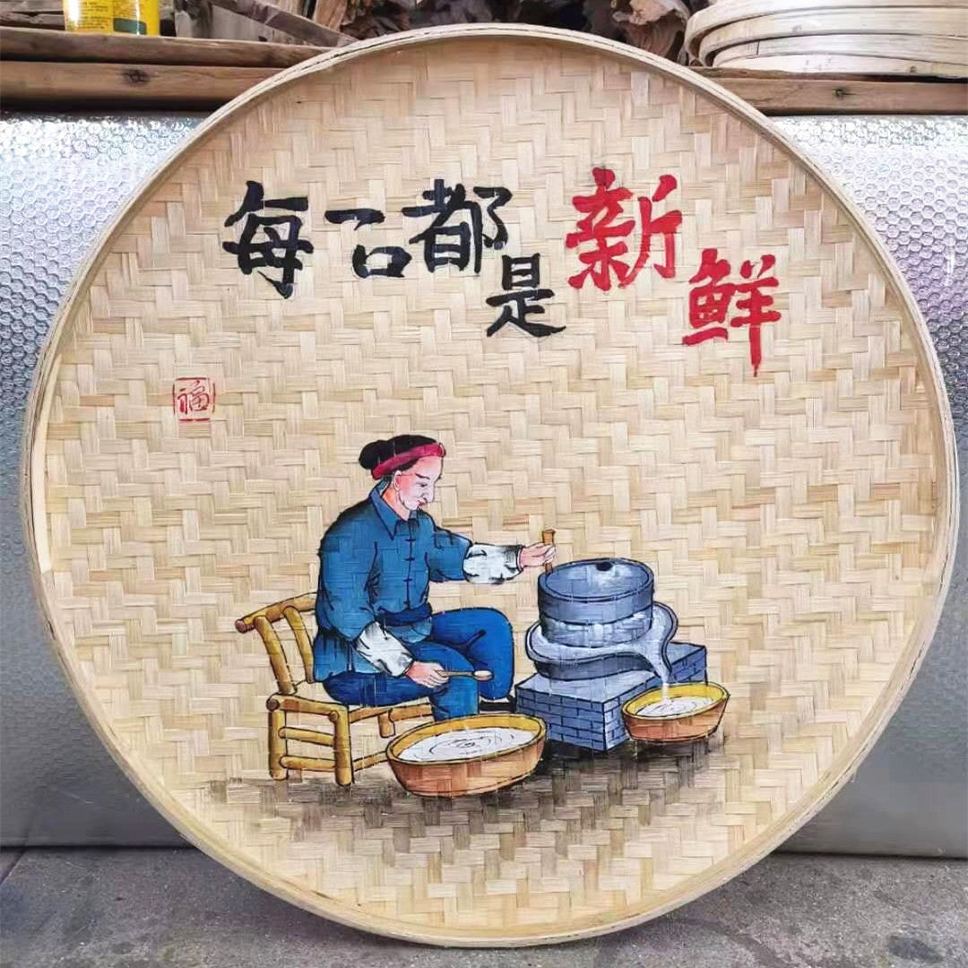 Bamboo Decorative Painting round Bamboo Dustpan