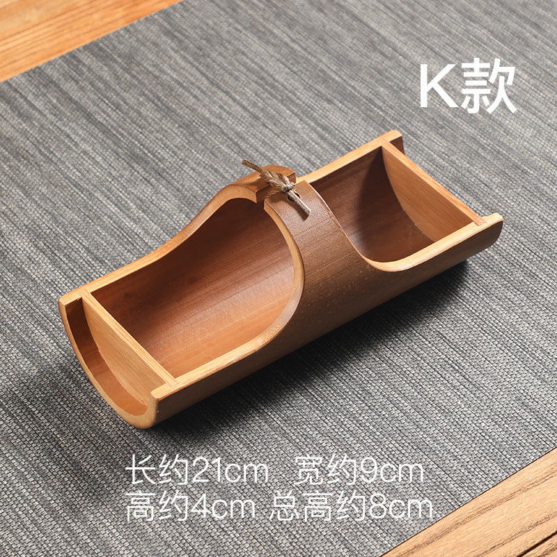 Bamboo Handle Tea Cake Tray Retro Chinese Snack Fruit Snack Plate Creative Home Storage