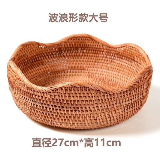 Handmade Weaved Storage Basket Fruit Basket Living Room Desktop Coffee Table Snack Storage Box Candy Basket