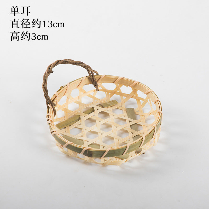 Handmade Bamboo Products Bamboo Sieve Bamboo Basket Storage Basket Fruit Plate Snack Tray Household Weaving round Winnowing Fan