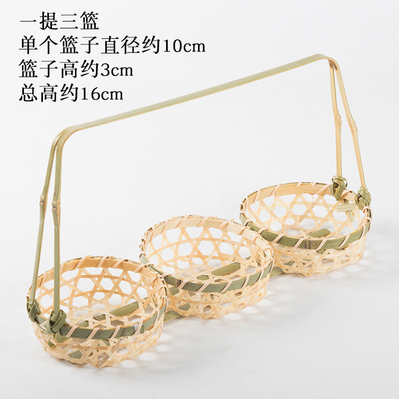 Handmade Bamboo Products Bamboo Sieve Bamboo Basket Storage Basket Fruit Plate Snack Tray Household Weaving round Winnowing Fan