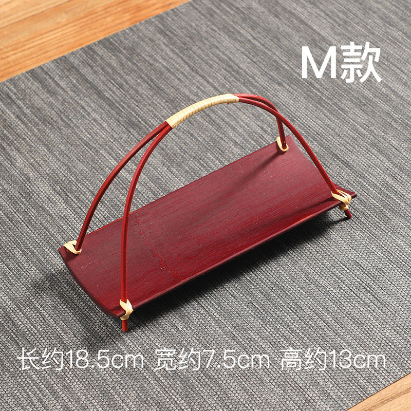 Bamboo Handle Tea Cake Tray Retro Chinese Snack Fruit Snack Plate Creative Home Storage