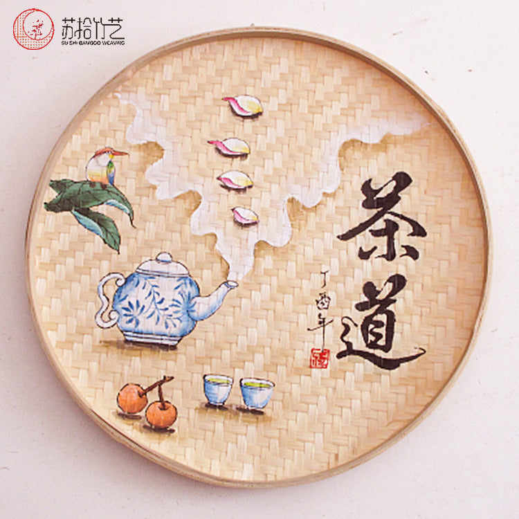 Bamboo Decorative Painting round Bamboo Dustpan