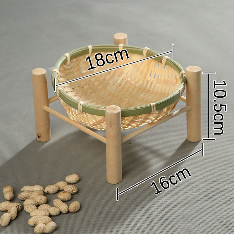 Handmade Bamboo Dried Fruit Tray Fruit Basket Bamboo Basket Tea Cake Tray Creative Household Bamboo Basket Storage Basket Basket round Dustpan