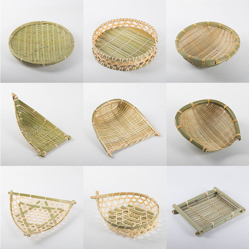 Handmade Bamboo Products Bamboo Sieve Bamboo Basket Storage Basket Fruit Plate Snack Tray Household Weaving round Winnowing Fan