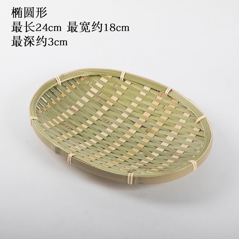 Handmade Bamboo Products Bamboo Sieve Bamboo Basket Storage Basket Fruit Plate Snack Tray Household Weaving round Winnowing Fan