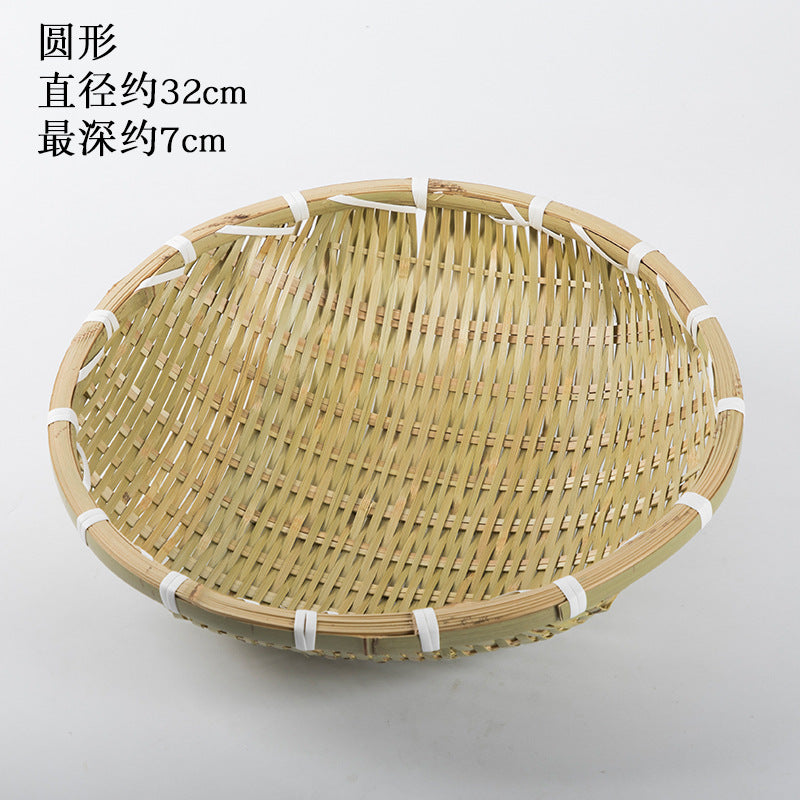 Handmade Bamboo Products Bamboo Sieve Bamboo Basket Storage Basket Fruit Plate Snack Tray Household Weaving round Winnowing Fan