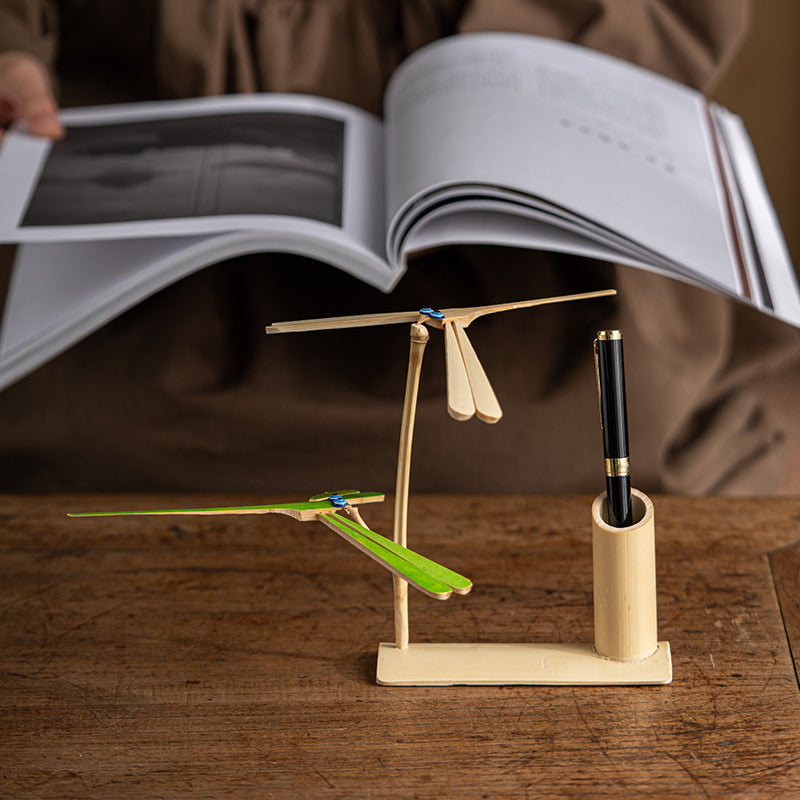 Bamboo Dragonfly HandmadeDIYChildren's Toy Bamboo Pen Holder Handmade Crafts Suspension Gravity Balance Ornaments