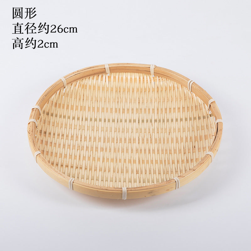 Handmade Bamboo Products Bamboo Sieve Bamboo Basket Storage Basket Fruit Plate Snack Tray Household Weaving round Winnowing Fan