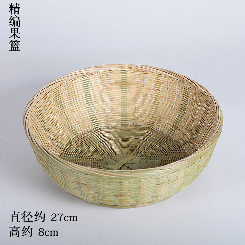 Handmade Bamboo Products Bamboo Sieve Bamboo Basket Storage Basket Fruit Plate Snack Tray Household Weaving round Winnowing Fan