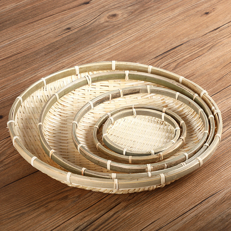 Handmade Bamboo Fruit Basket Creative Home Storage Basket Dried fruit tray Tea Tray Small basket Bamboo Sieve Bamboo Spoon