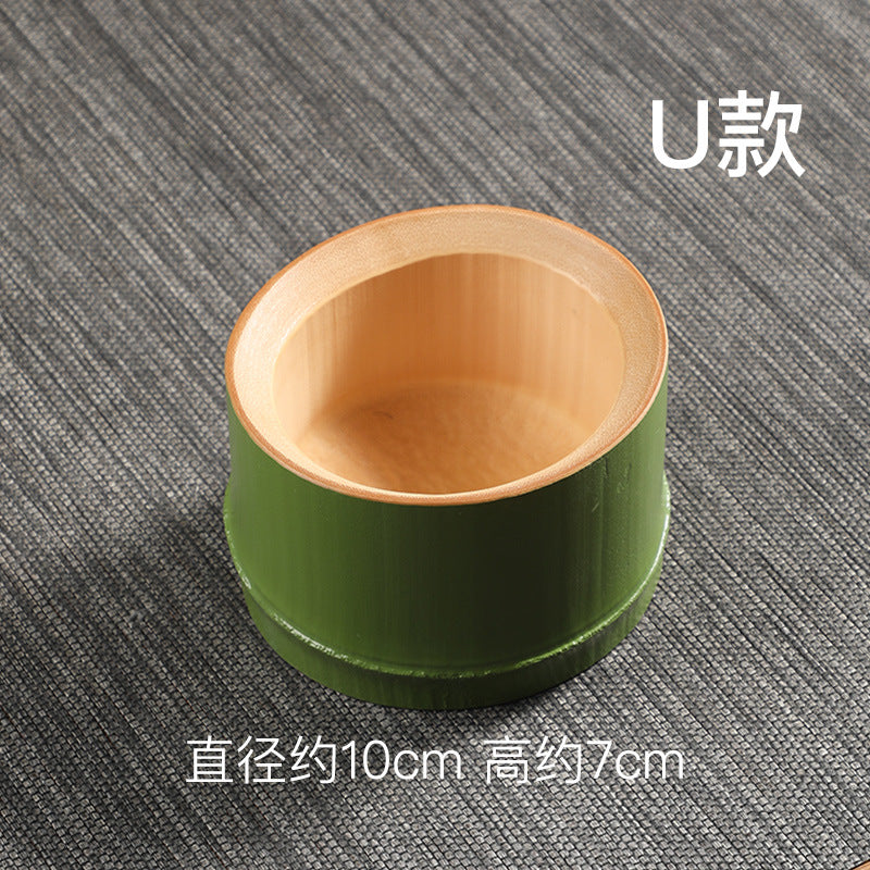 Bamboo Handle Tea Cake Tray Retro Chinese Snack Fruit Snack Plate Creative Home Storage