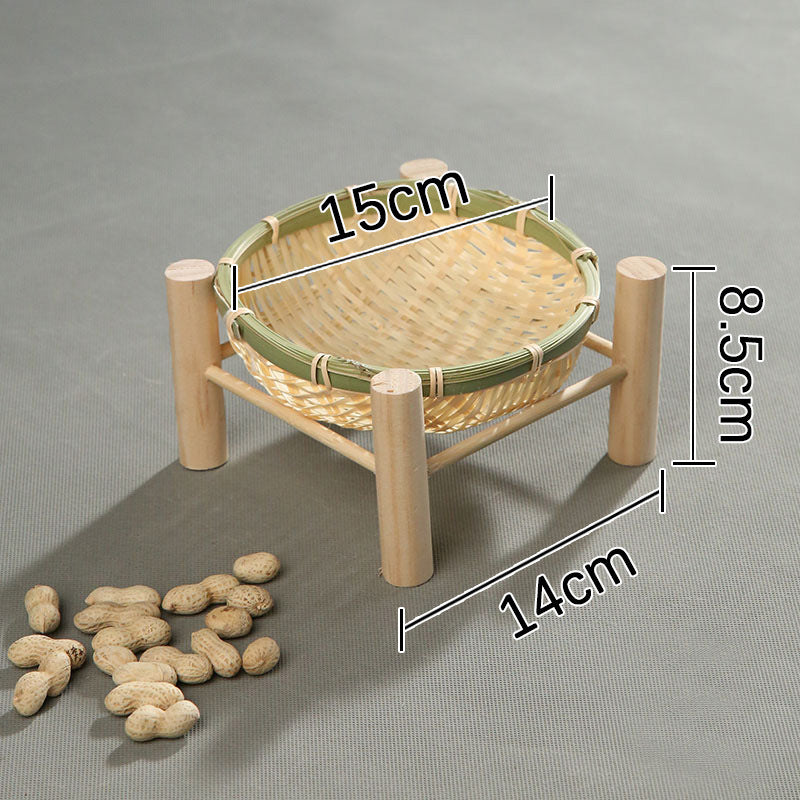 Handmade Bamboo Dried Fruit Tray Fruit Basket Bamboo Basket Tea Cake Tray Creative Household Bamboo Basket Storage Basket Basket round Dustpan