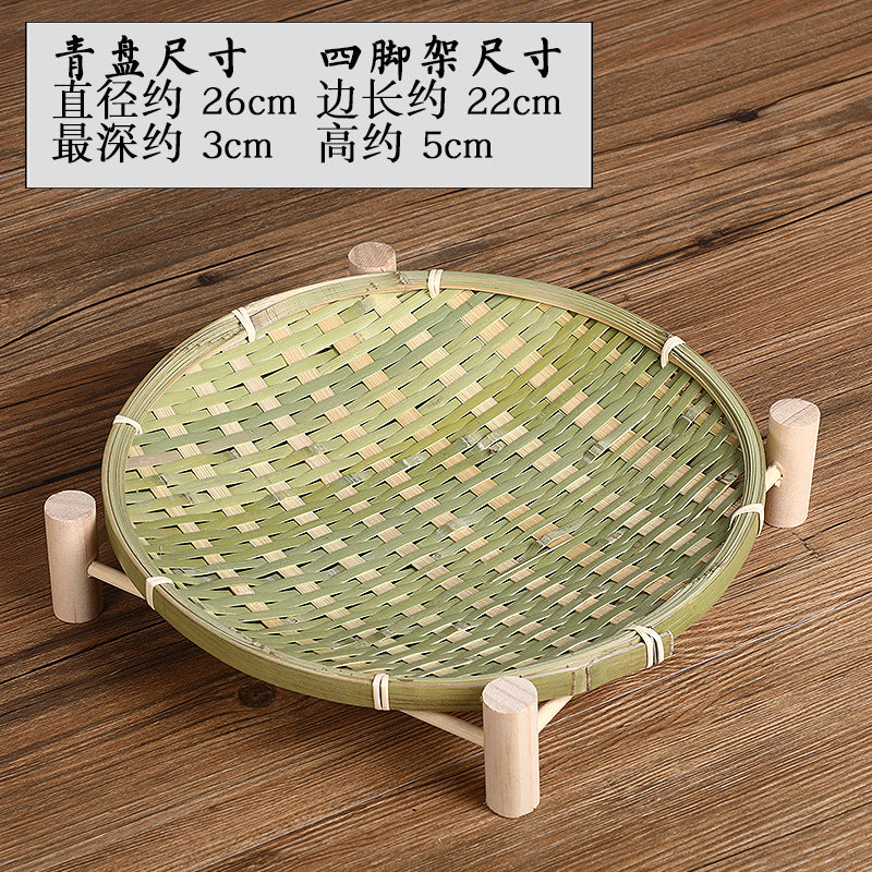 Handmade Bamboo Fruit Basket Tea Cake Tray Creative Home with Shelf Storage Basket Small Basket Bamboo Sieve Bamboo Dustpan