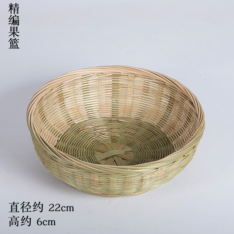 Handmade Bamboo Products Bamboo Sieve Bamboo Basket Storage Basket Fruit Plate Snack Tray Household Weaving round Winnowing Fan