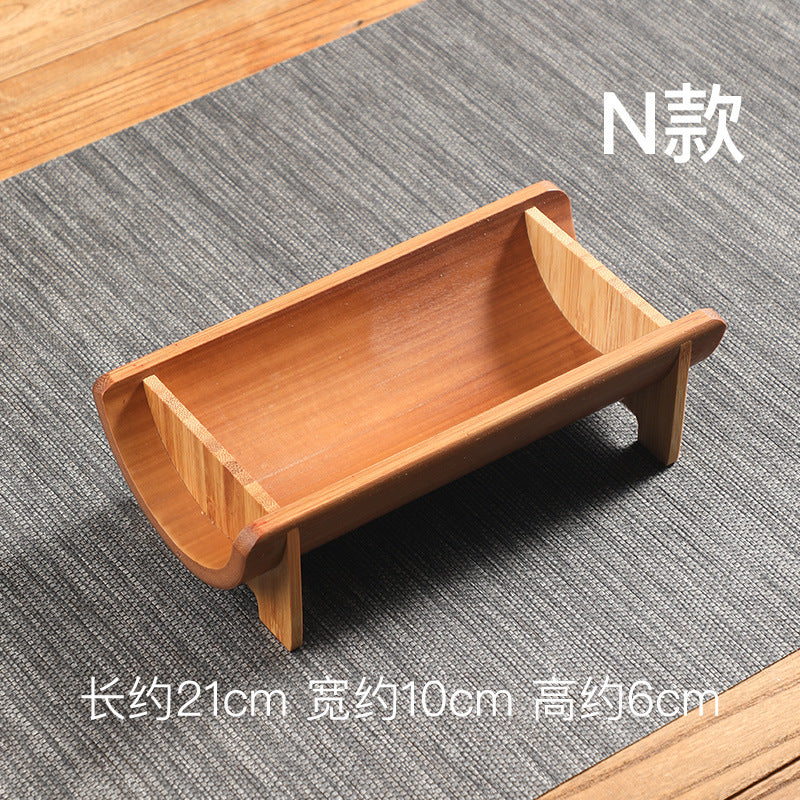 Bamboo Handle Tea Cake Tray Retro Chinese Snack Fruit Snack Plate Creative Home Storage