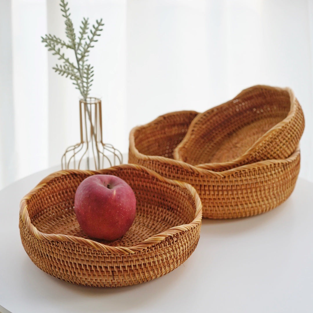 Handmade Weaved Storage Basket Fruit Basket Living Room Desktop Coffee Table Snack Storage Box Candy Basket