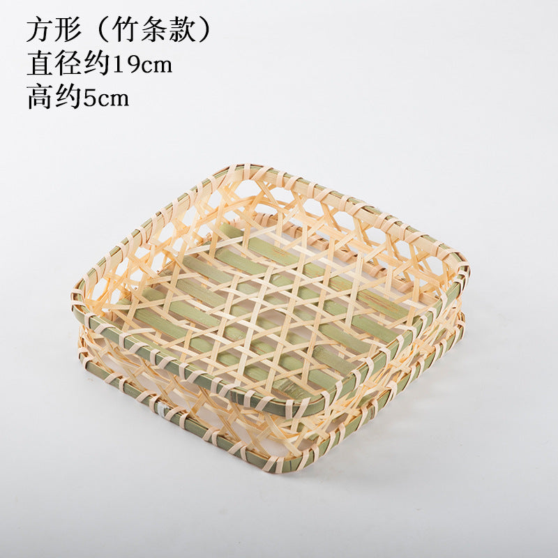 Handmade Bamboo Products Bamboo Sieve Bamboo Basket Storage Basket Fruit Plate Snack Tray Household Weaving round Winnowing Fan