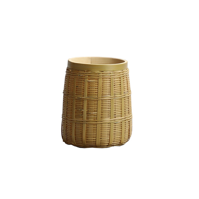 Pen Holder Tea Container Bamboo Rattan and Straw Woven Pen Holder Kung Fu Tea Set Storage Bucket