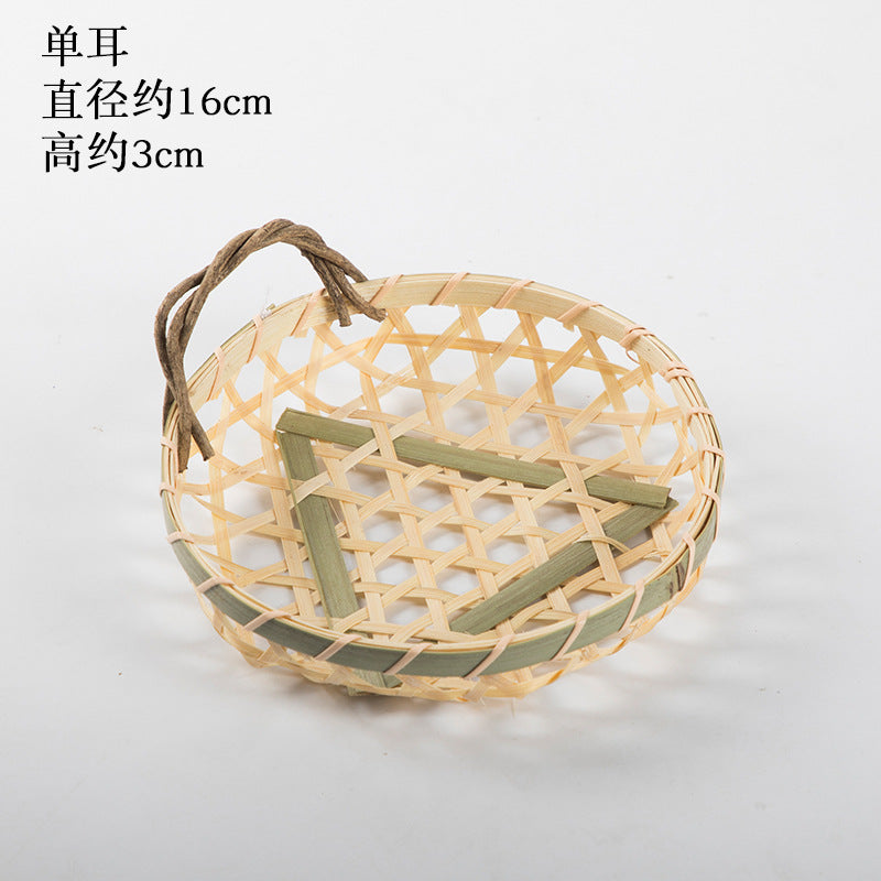 Handmade Bamboo Products Bamboo Sieve Bamboo Basket Storage Basket Fruit Plate Snack Tray Household Weaving round Winnowing Fan