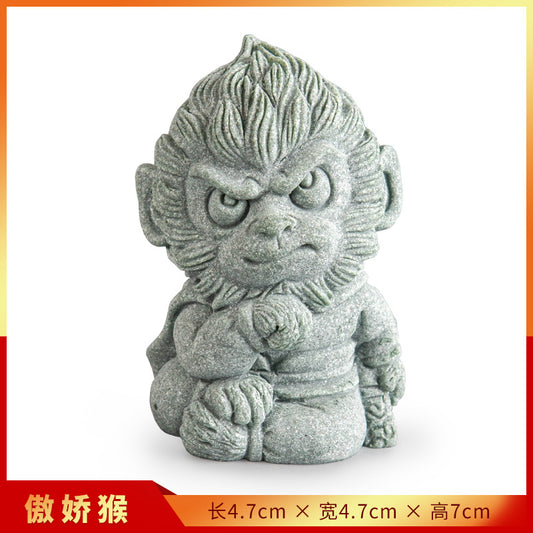 Green Sand Stone Qi Tian Da Sheng Creative National Fashion Home Office Decoration the Monkey King Desktop Decoration Gift for Friends