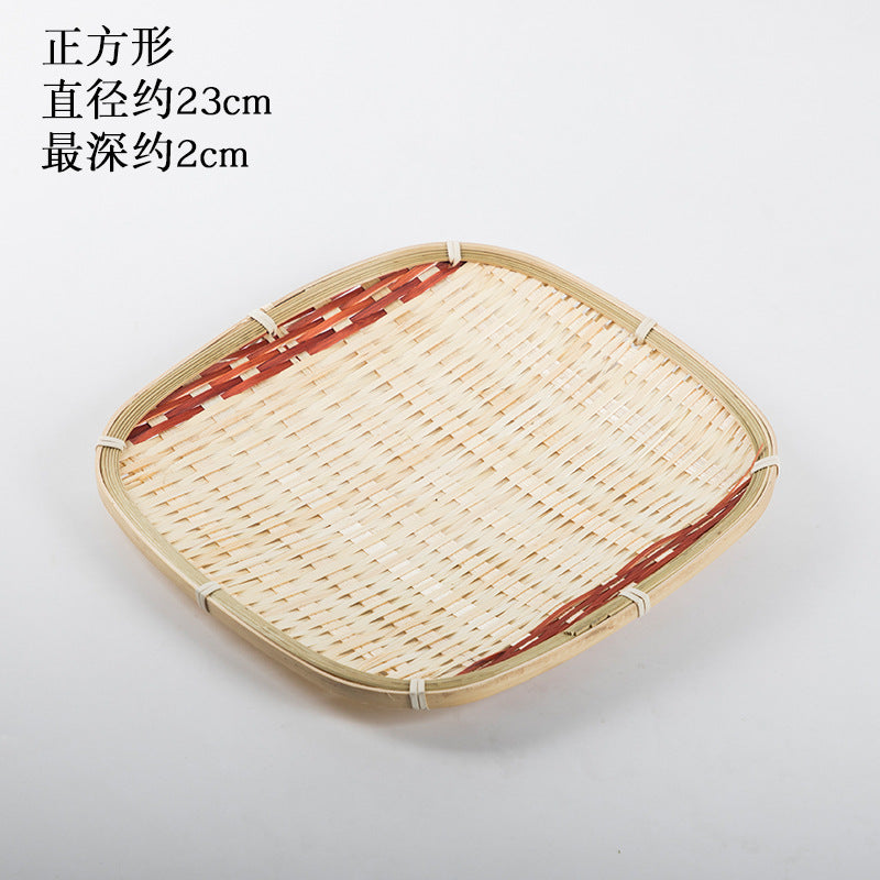 Handmade Bamboo Products Bamboo Sieve Bamboo Basket Storage Basket Fruit Plate Snack Tray Household Weaving round Winnowing Fan