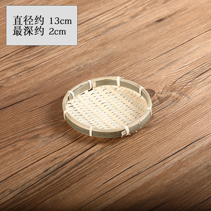 Handmade Bamboo Fruit Basket Creative Home Storage Basket Dried fruit tray Tea Tray Small basket Bamboo Sieve Bamboo Spoon