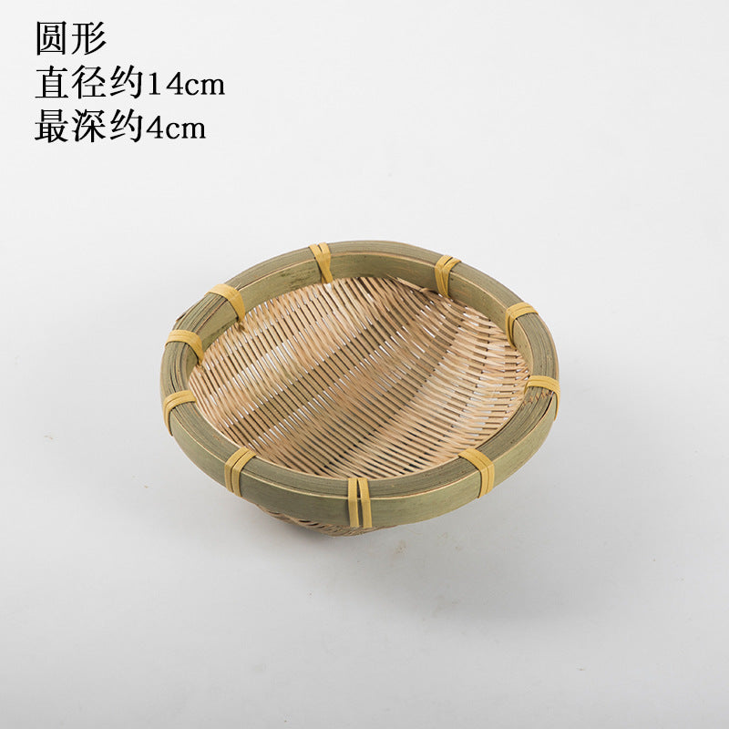 Handmade Bamboo Products Bamboo Sieve Bamboo Basket Storage Basket Fruit Plate Snack Tray Household Weaving round Winnowing Fan