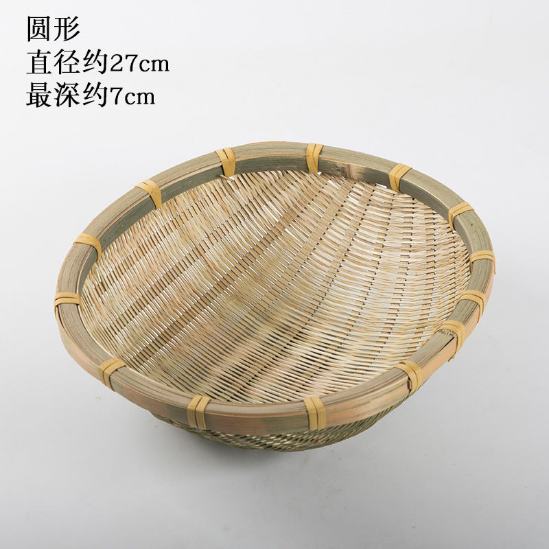 Handmade Bamboo Products Bamboo Sieve Bamboo Basket Storage Basket Fruit Plate Snack Tray Household Weaving round Winnowing Fan