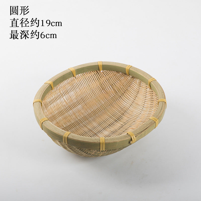 Handmade Bamboo Products Bamboo Sieve Bamboo Basket Storage Basket Fruit Plate Snack Tray Household Weaving round Winnowing Fan