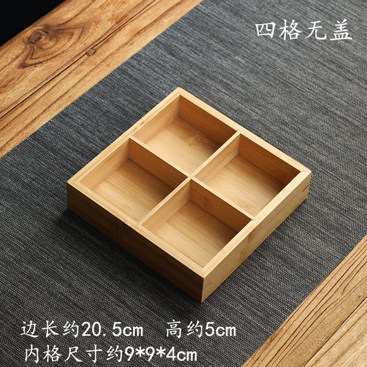 Handmade Bamboo Creative Dried Fruit Tray Minimalist Chinese Style Tea Ware with Lid Storage