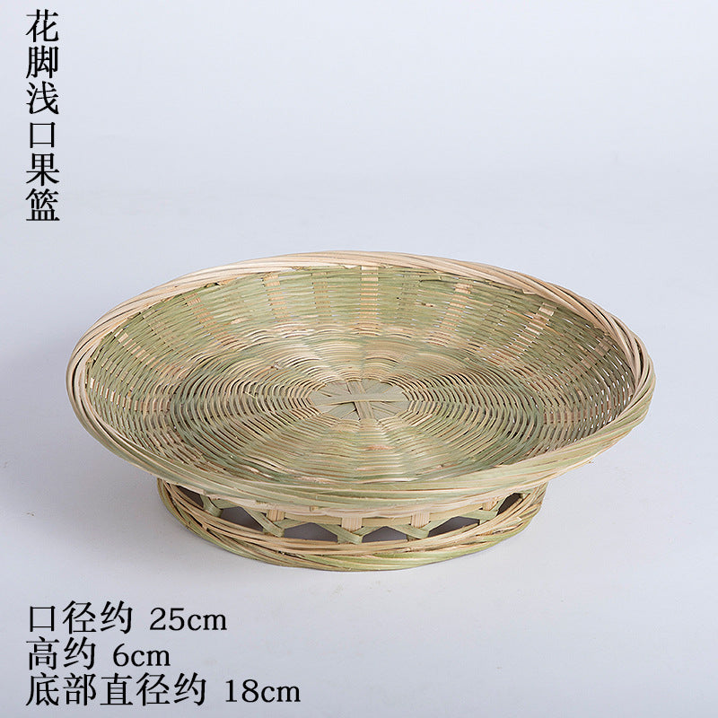 Handmade Bamboo Products Bamboo Sieve Bamboo Basket Storage Basket Fruit Plate Snack Tray Household Weaving round Winnowing Fan