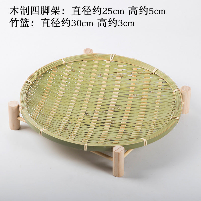 Handmade Bamboo Products Bamboo Sieve Bamboo Basket Storage Basket Fruit Plate Snack Tray Household Weaving round Winnowing Fan