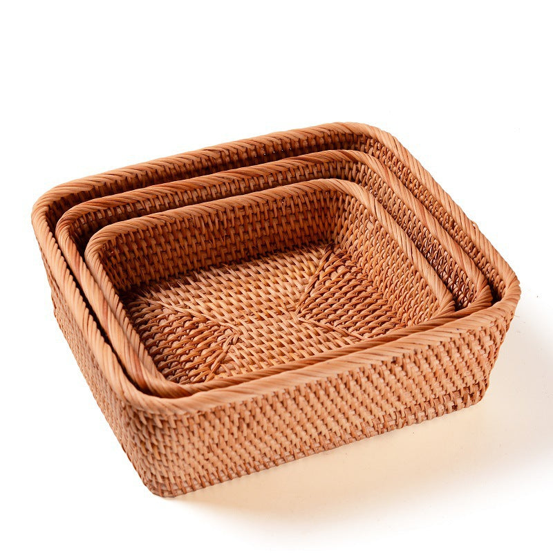 Handmade Weaved Storage Basket Fruit Basket Living Room Desktop Coffee Table Snack Storage Box Candy Basket