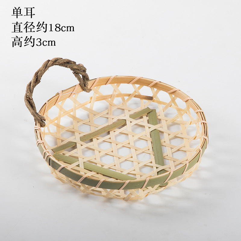 Handmade Bamboo Products Bamboo Sieve Bamboo Basket Storage Basket Fruit Plate Snack Tray Household Weaving round Winnowing Fan