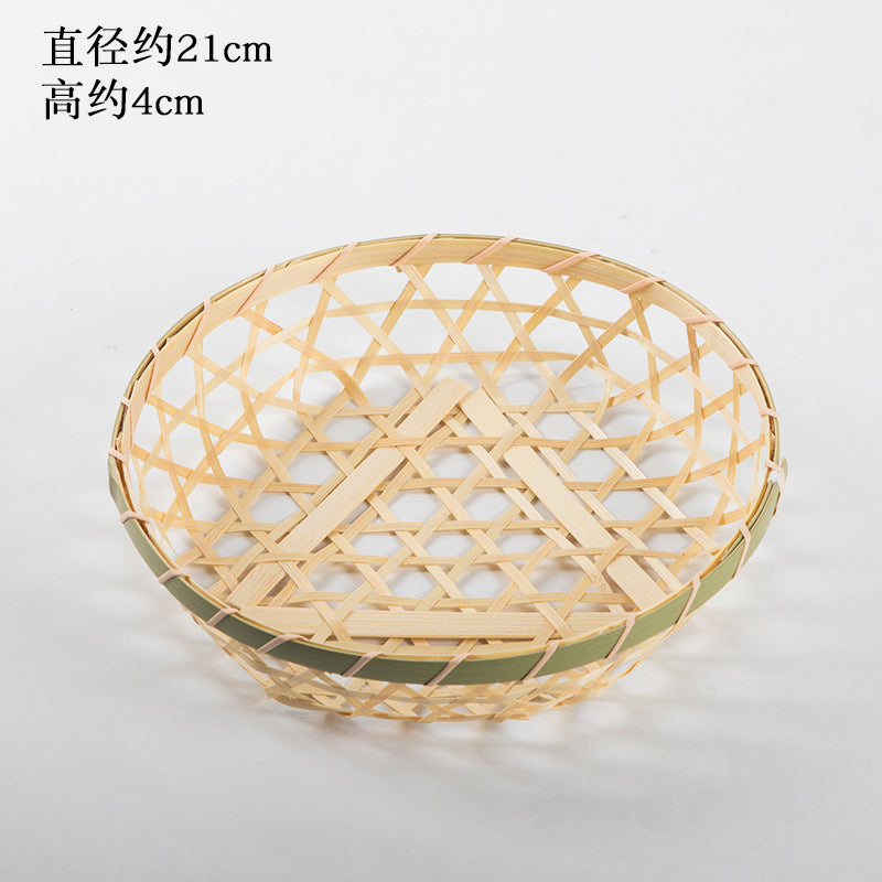 Handmade Bamboo Products Bamboo Sieve Bamboo Basket Storage Basket Fruit Plate Snack Tray Household Weaving round Winnowing Fan