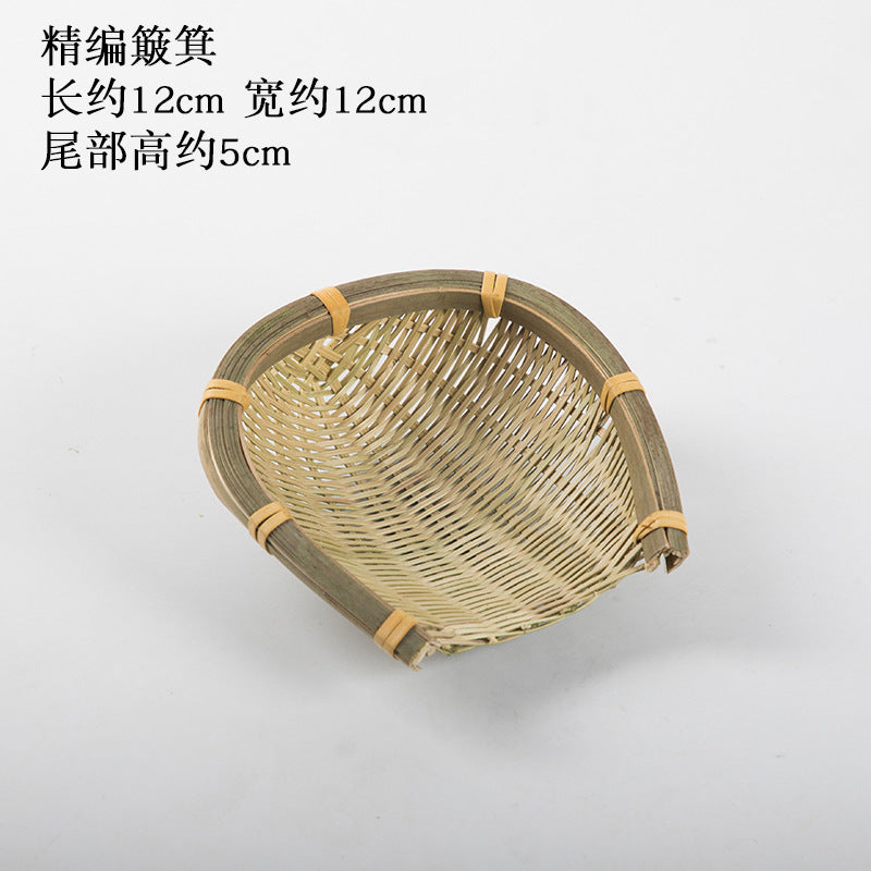 Handmade Bamboo Products Bamboo Sieve Bamboo Basket Storage Basket Fruit Plate Snack Tray Household Weaving round Winnowing Fan