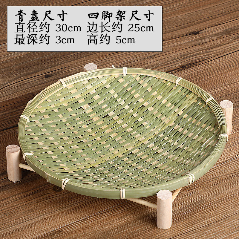 Handmade Bamboo Fruit Basket Tea Cake Tray Creative Home with Shelf Storage Basket Small Basket Bamboo Sieve Bamboo Dustpan