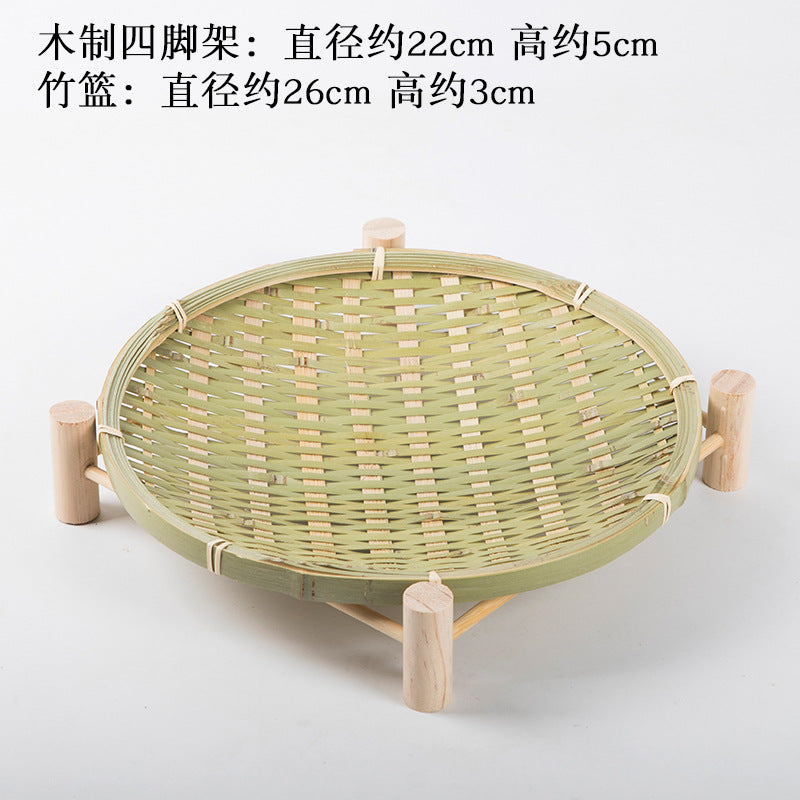 Handmade Bamboo Products Bamboo Sieve Bamboo Basket Storage Basket Fruit Plate Snack Tray Household Weaving round Winnowing Fan