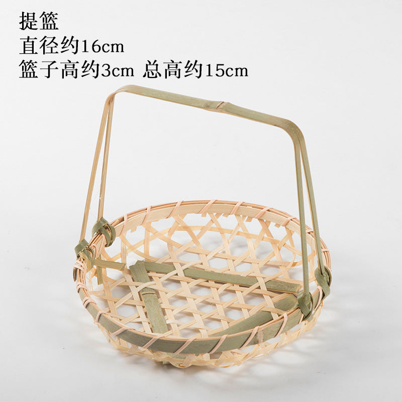 Handmade Bamboo Products Bamboo Sieve Bamboo Basket Storage Basket Fruit Plate Snack Tray Household Weaving round Winnowing Fan