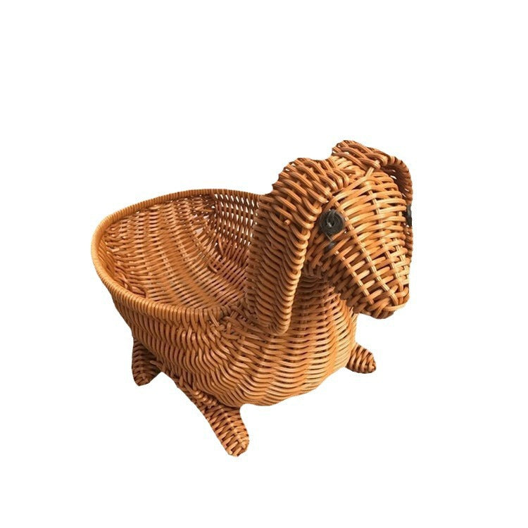 Rattan-like Handmade Weaved Storage Basket Animal-Shaped Furnishings Snack Fruit Candy Gift Desktop Gadget Storage Basket