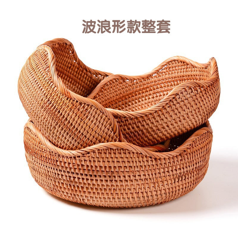 Handmade Weaved Storage Basket Fruit Basket Living Room Desktop Coffee Table Snack Storage Box Candy Basket