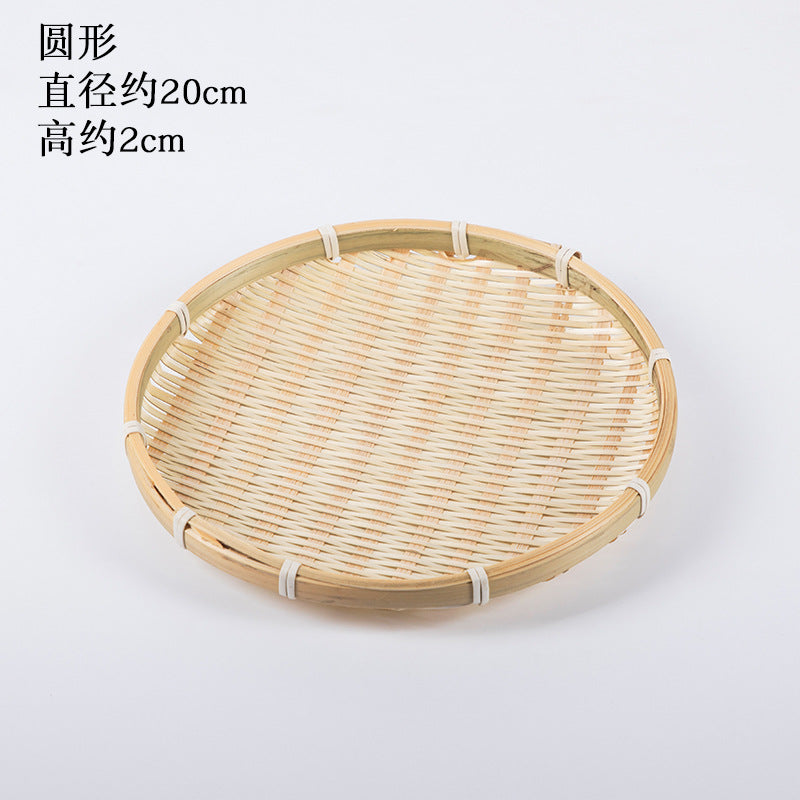 Handmade Bamboo Products Bamboo Sieve Bamboo Basket Storage Basket Fruit Plate Snack Tray Household Weaving round Winnowing Fan