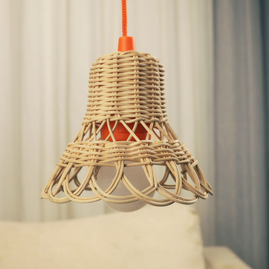 Rattan-Weaved Ceiling Lamp Bed & Breakfast Tent Woven Decorative Hand-Woven Lampshade