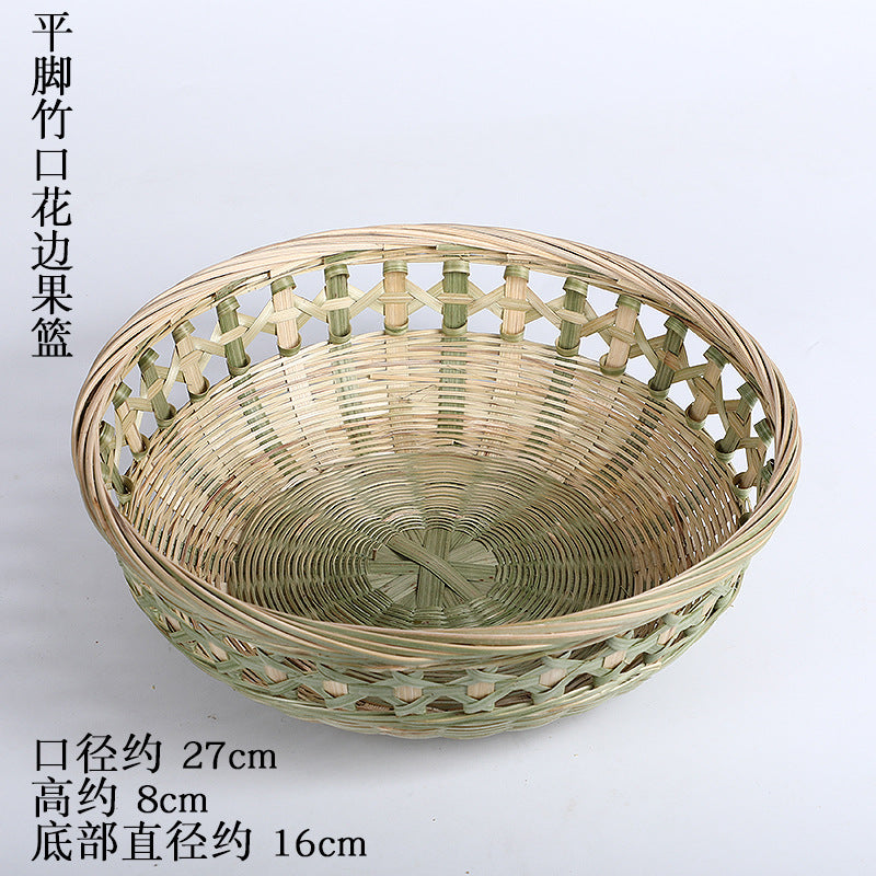 Handmade Bamboo Products Bamboo Sieve Bamboo Basket Storage Basket Fruit Plate Snack Tray Household Weaving round Winnowing Fan