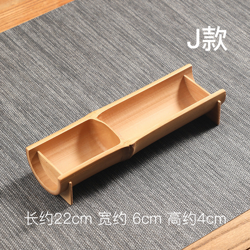 Bamboo Handle Tea Cake Tray Retro Chinese Snack Fruit Snack Plate Creative Home Storage