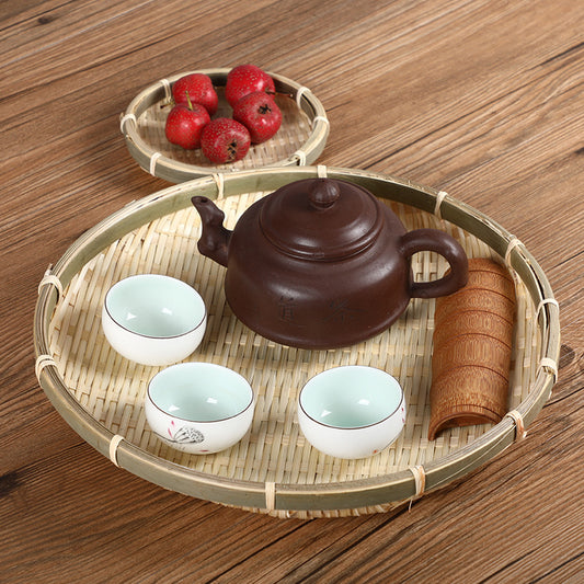 Handmade Bamboo Fruit Basket Creative Home Storage Basket Dried fruit tray Tea Tray Small basket Bamboo Sieve Bamboo Spoon